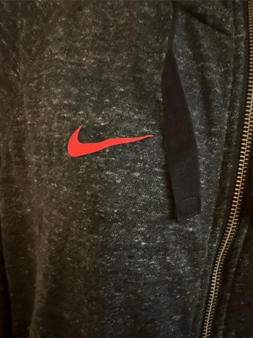 Nike UGA Black Heather Full-Zip Hoodie with Red Swoosh and White Logo